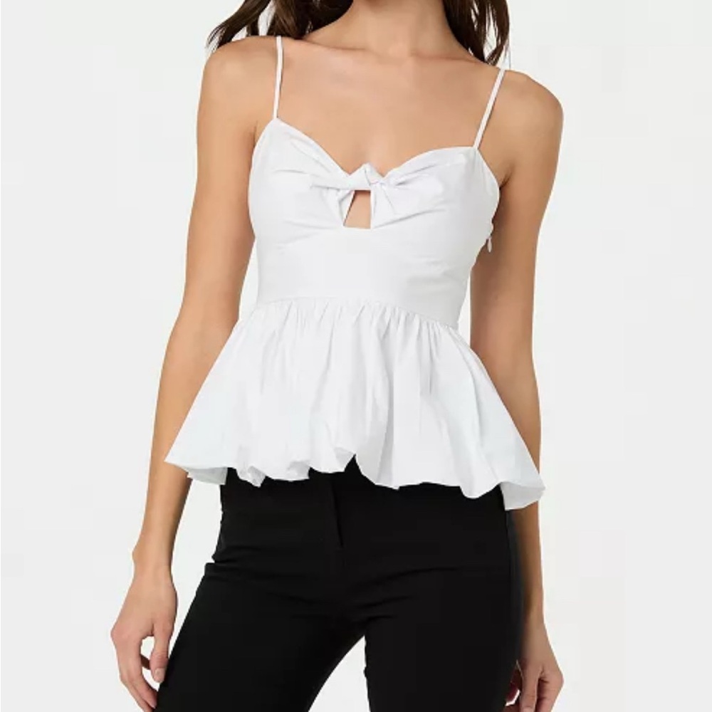 STR the Label Cotton Twist Cutout Bubble Peplum Camisole